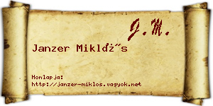 Janzer Miklós névjegykártya